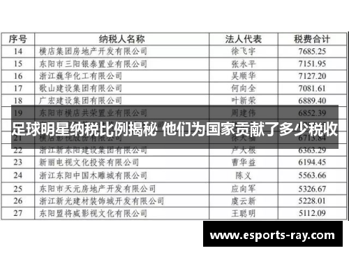 足球明星纳税比例揭秘 他们为国家贡献了多少税收